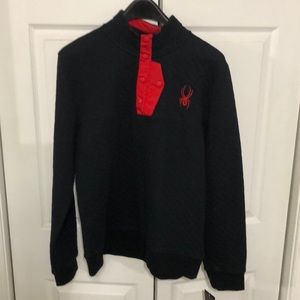 NWT Spyder Black Red Quilted Frontier pullover M